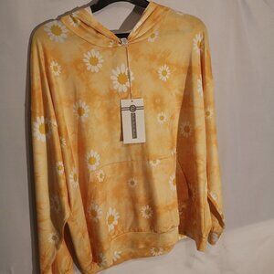 NWT Charlie Charlie Charlotte Ladies Size Large Yellow & White Hoodie